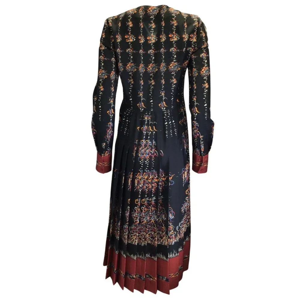 ALTUZARRA BLACK / RED MULTI TEYS PRINTED PLEATED DRESS - Picture 3 of 5